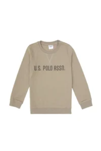 US Polo Assn. Boys' Light Khaki Crew Neck Sweatshirt - Image 3