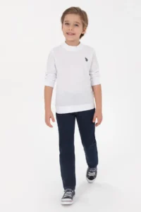 US Polo Assn. Boys' White Basic Crew Neck Sweatshirt - Image 2