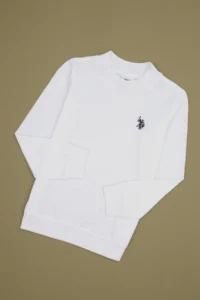US Polo Assn. Boys' White Basic Crew Neck Sweatshirt - Image 3