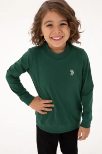 US Polo Assn. Boys' Dark Green Basic Crew Neck Sweatshirt