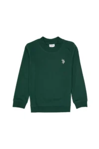 US Polo Assn. Boys' Dark Green Basic Crew Neck Sweatshirt - Image 3