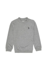 US Polo Assn. Boys' Gray Melanj Basic Crew Neck Sweatshirt