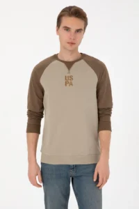 US Polo Assn. Men Crew Neck Regular Fit Khaki Thin Sweatshirt
