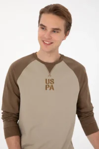 US Polo Assn. Men Crew Neck Regular Fit Khaki Thin Sweatshirt - Image 2