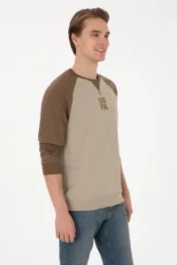 US Polo Assn. Men Crew Neck Regular Fit Khaki Thin Sweatshirt - Image 3