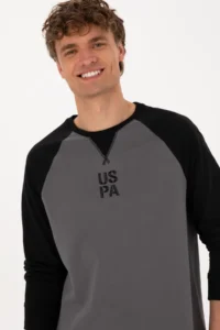 US Polo Assn. Men Crew Neck Regular Fit Black Thin Sweatshirt - Image 2