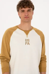 US Polo Assn. Men Crew Neck Regular Fit Khaki Thin Sweatshirt - Image 2