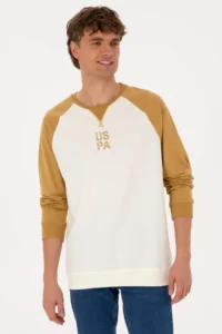 US Polo Assn. Men Crew Neck Regular Fit Khaki Thin Sweatshirt - Image 3
