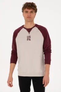 US Polo Assn. Men Crew Neck Regular Fit Burgundy Thin Sweatshirt