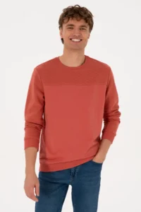US Polo Assn. Men Regular Fit Crew Neck Dusty Rose Thin Sweatshirt