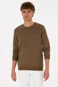 US Polo Assn. Men Crew Neck Regular Fit Khaki Thin Sweatshirt
