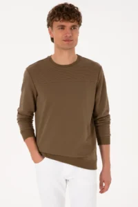 US Polo Assn. Men Crew Neck Regular Fit Khaki Thin Sweatshirt - Image 3