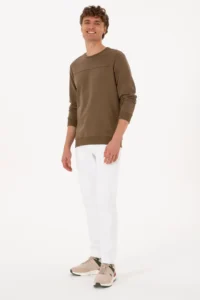 US Polo Assn. Men Crew Neck Regular Fit Khaki Thin Sweatshirt - Image 4