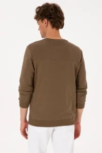 US Polo Assn. Men Crew Neck Regular Fit Khaki Thin Sweatshirt - Image 5