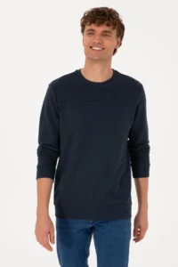 US Polo Assn. Men Crew Neck Regular Fit Light Navy Thin Sweatshirt