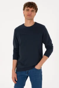 US Polo Assn. Men Crew Neck Regular Fit Light Navy Thin Sweatshirt - Image 3