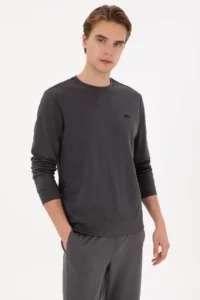 US Polo Assn. Men Regular Fit Crew Neck Gray Sweatshirt