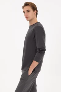 US Polo Assn. Men Regular Fit Crew Neck Gray Sweatshirt - Image 3