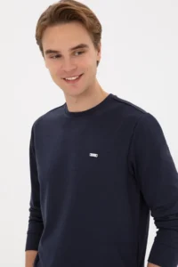 US Polo Assn. Men Regular Fit Crew Neck Navy Blue Sweatshirt - Image 2