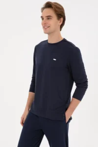 US Polo Assn. Men Regular Fit Crew Neck Navy Blue Sweatshirt - Image 3