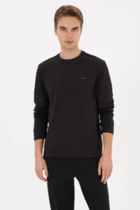 US Polo Assn. Men Regular Fit Crew Neck Black Sweatshirt