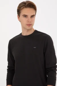 US Polo Assn. Men Regular Fit Crew Neck Black Sweatshirt - Image 2