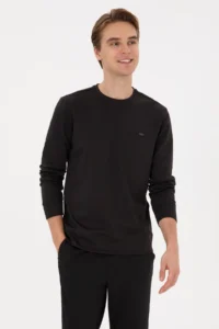 US Polo Assn. Men Regular Fit Crew Neck Black Sweatshirt - Image 3