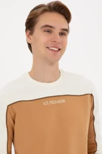 US Polo Assn. Men Regular Fit Crew Neck Camel Sweatshirt - Image 2