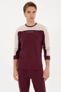 US Polo Assn. Men Regular Fit Crew Neck Burgundy Sweatshirt