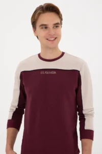 US Polo Assn. Men Regular Fit Crew Neck Burgundy Sweatshirt - Image 2