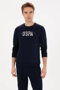 US Polo Assn. Men Regular Fit Crew Neck Navy Blue Sweatshirt