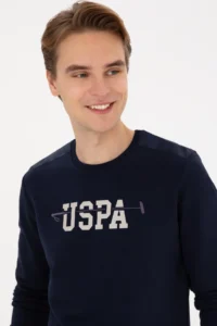 US Polo Assn. Men Regular Fit Crew Neck Navy Blue Sweatshirt - Image 2