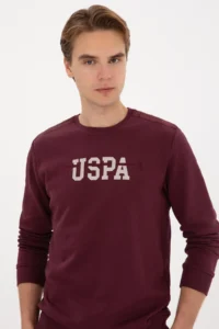US Polo Assn. Men Regular Fit Crew Neck Burgundy Sweatshirt - Image 2