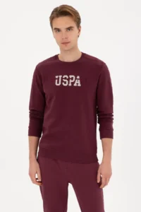 US Polo Assn. Men Regular Fit Crew Neck Burgundy Sweatshirt - Image 3