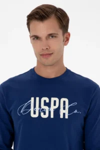 US Polo Assn. Men Regular Fit Crew Neck Indigo Thin Sweatshirt - Image 2