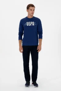 US Polo Assn. Men Regular Fit Crew Neck Indigo Thin Sweatshirt - Image 4