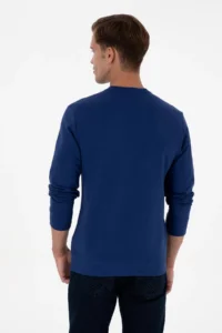 US Polo Assn. Men Regular Fit Crew Neck Indigo Thin Sweatshirt - Image 5
