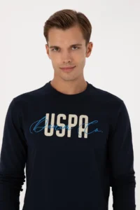 US Polo Assn. Men Regular Fit Crew Neck Navy Blue Thin Sweatshirt - Image 2