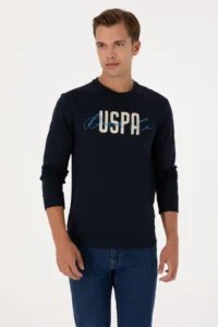 US Polo Assn. Men Regular Fit Crew Neck Navy Blue Thin Sweatshirt - Image 3