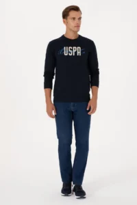 US Polo Assn. Men Regular Fit Crew Neck Navy Blue Thin Sweatshirt - Image 4
