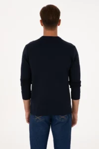 US Polo Assn. Men Regular Fit Crew Neck Navy Blue Thin Sweatshirt - Image 5