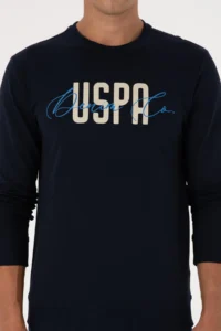 US Polo Assn. Men Regular Fit Crew Neck Navy Blue Thin Sweatshirt - Image 6
