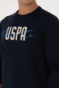 US Polo Assn. Men Regular Fit Crew Neck Navy Blue Thin Sweatshirt - Image 7