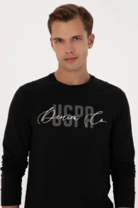 US Polo Assn. Men Regular Fit Crew Neck Black Thin Sweatshirt - Image 2