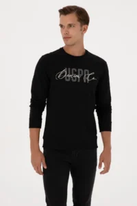 US Polo Assn. Men Regular Fit Crew Neck Black Thin Sweatshirt - Image 3