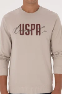 US Polo Assn. Men Regular Fit Crew Neck Stone Thin Sweatshirt - Image 6