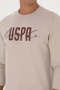 US Polo Assn. Men Regular Fit Crew Neck Stone Thin Sweatshirt - Image 7