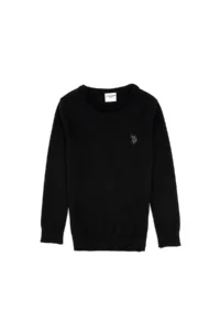 US Polo Assn. Boys' Black Crew Neck Basic Sweater