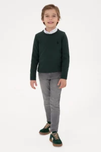 US Polo Assn. Boys' Green Crew Neck Basic Sweater - Image 2