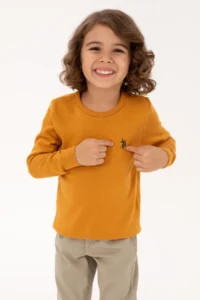 US Polo Assn. Boys' Mustard Crew Neck Basic Sweater